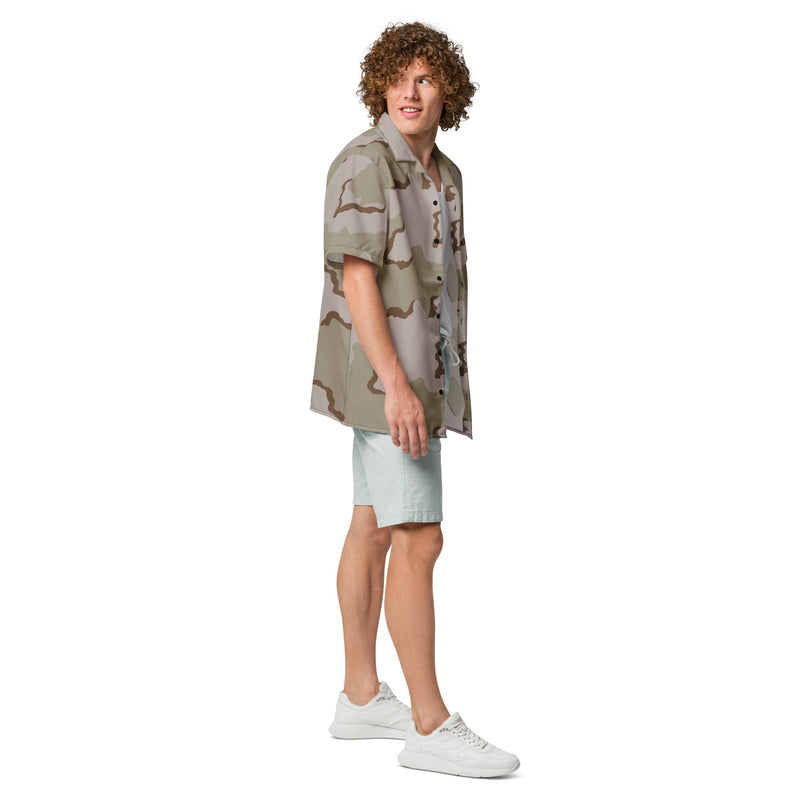 Coffee Stain Desert CAMO Unisex Short-Sleeve Button Shirt - Button-Up
