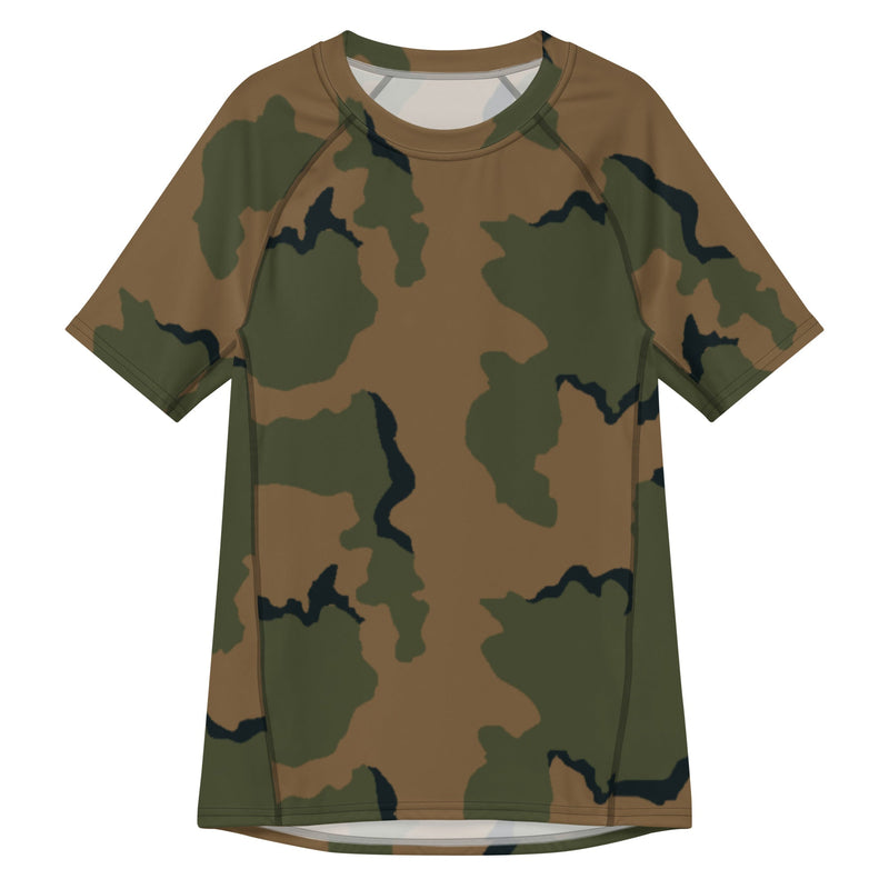 Coffee Stain Mountain CAMO Mens Short-Sleeve Rash Guard - 2XS