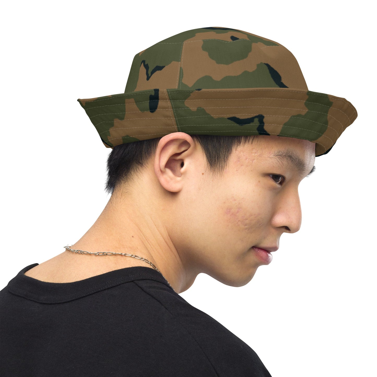 American Coffee Stain Mountain CAMO Reversible Bucket Hat