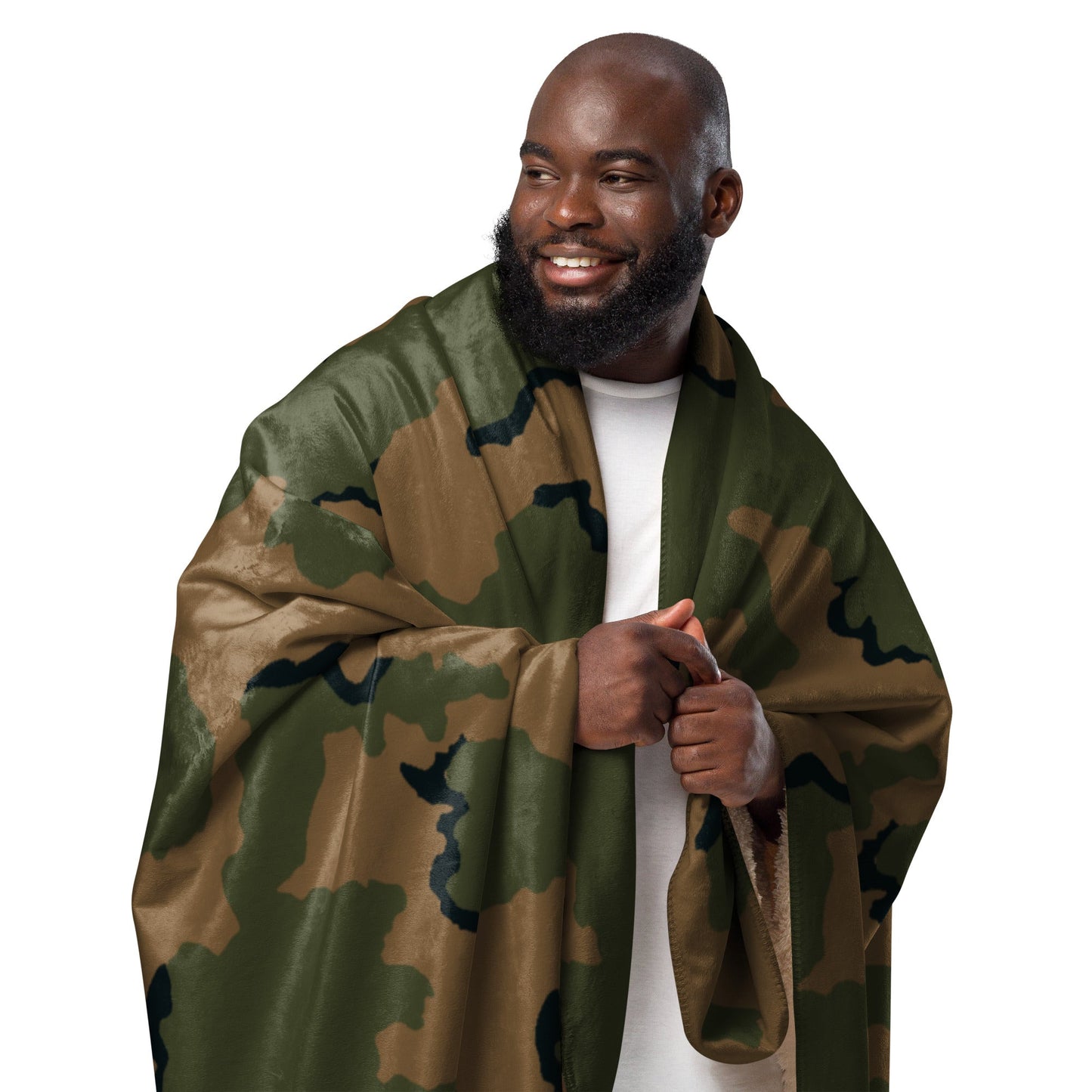 American Coffee Stain Mountain CAMO Sherpa Blanket