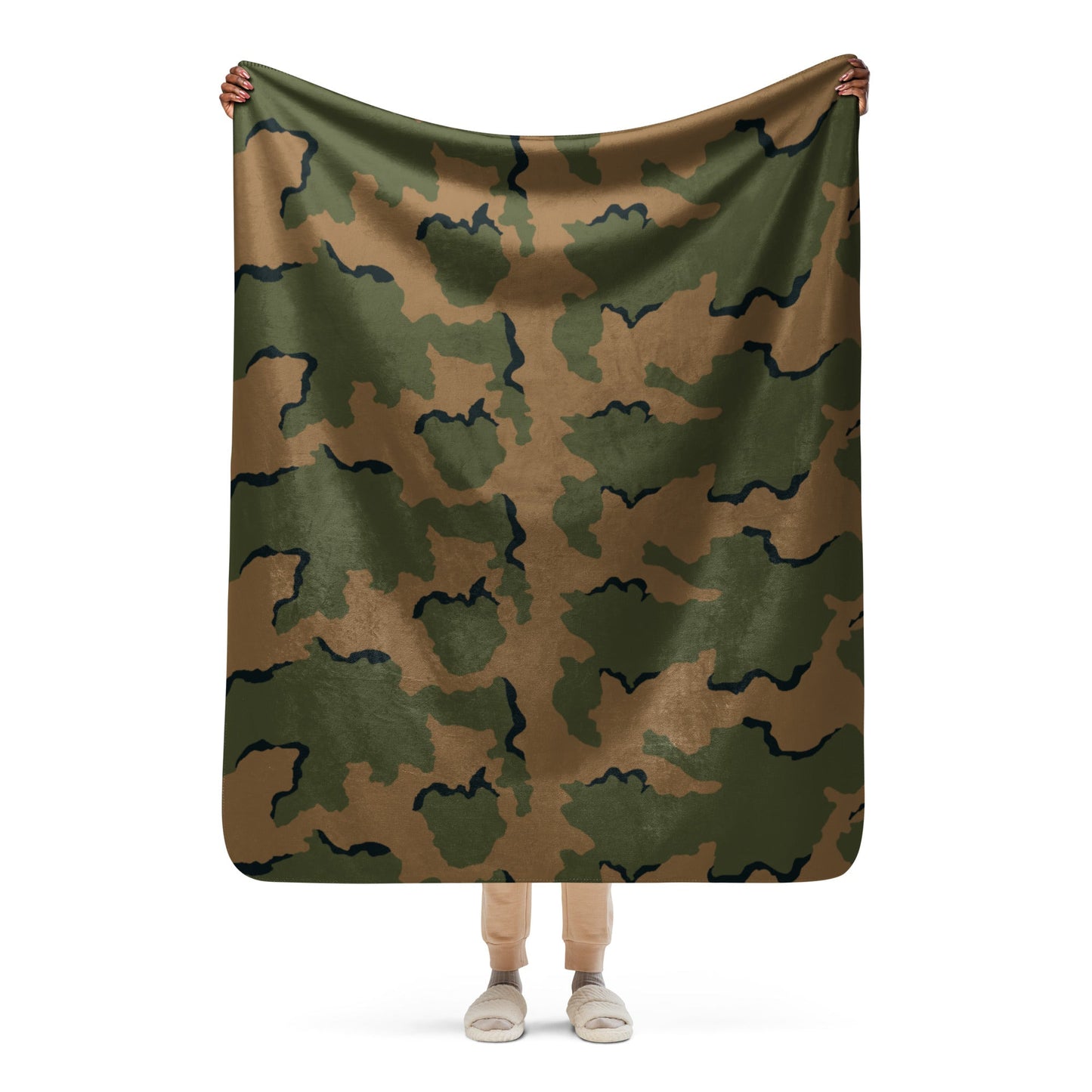 American Coffee Stain Mountain CAMO Sherpa Blanket - 50″×60″