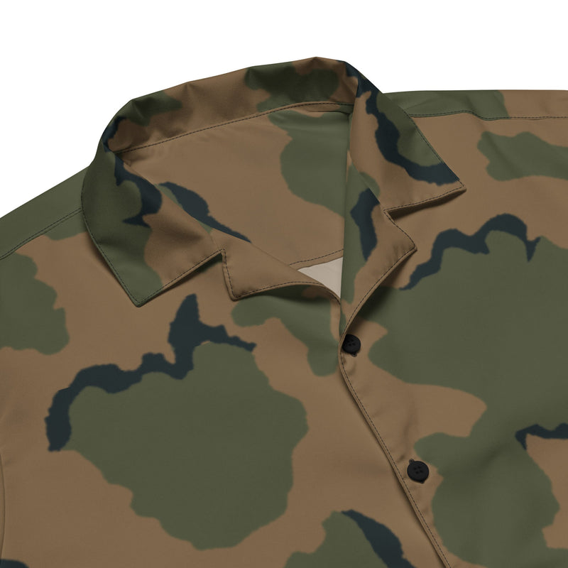 Coffee Stain Mountain CAMO Unisex Short-Sleeve Button Shirt - Button-Up