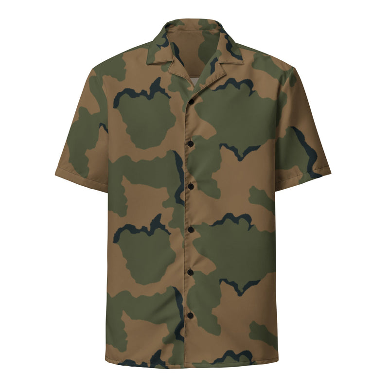 Coffee Stain Mountain CAMO Unisex Short-Sleeve Button Shirt - Button-Up