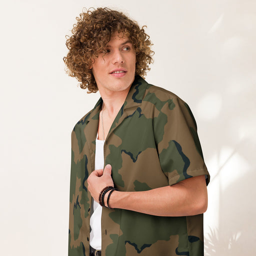 Coffee Stain Mountain CAMO Unisex Short-Sleeve Button Shirt - Button-Up