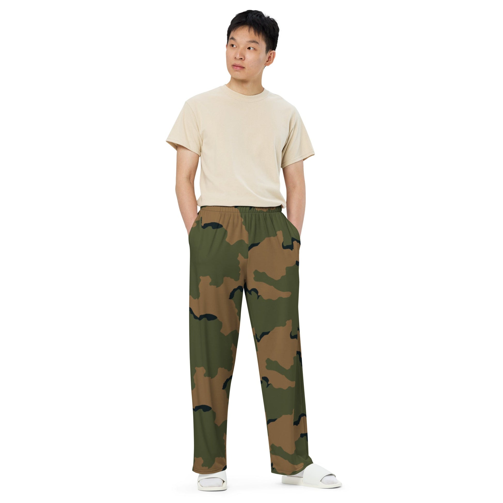 American Coffee Stain Mountain CAMO unisex wide-leg pants - Wide-leg Pants
