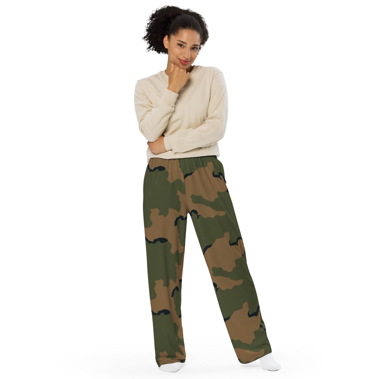 American Coffee Stain Mountain CAMO unisex wide-leg pants - Wide-leg Pants