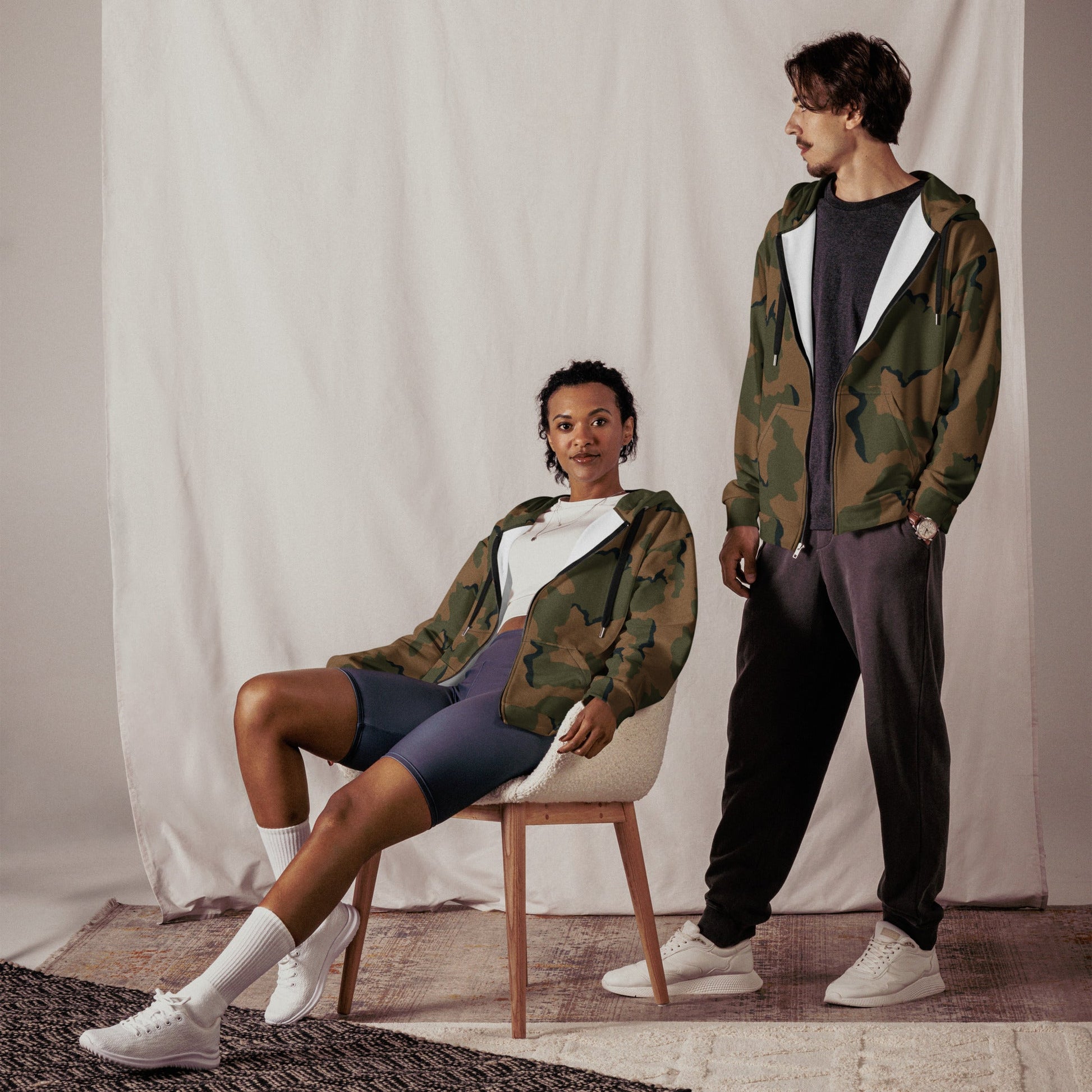 American Coffee Stain Mountain CAMO Unisex zip hoodie - Zip Hoodies