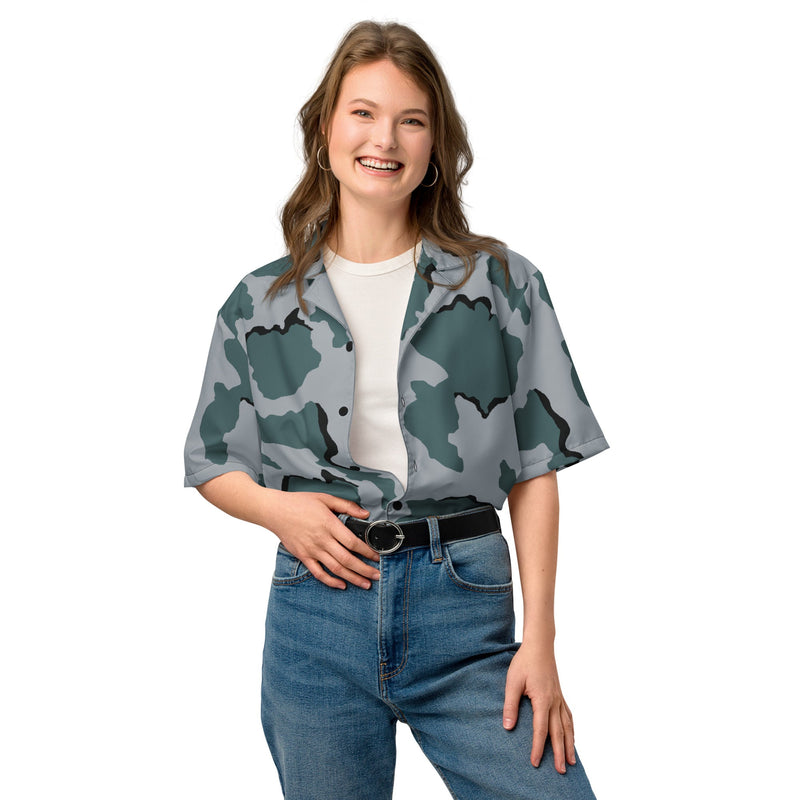 Coffee Stain Urban CAMO Unisex Short-Sleeve Button Shirt - Button-Up