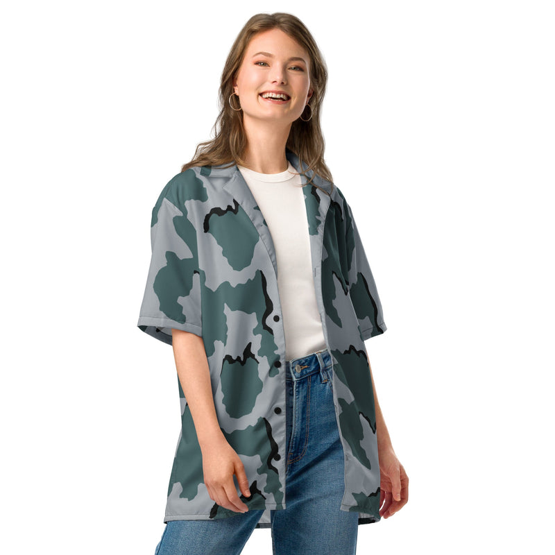 Coffee Stain Urban CAMO Unisex Short-Sleeve Button Shirt - Button-Up