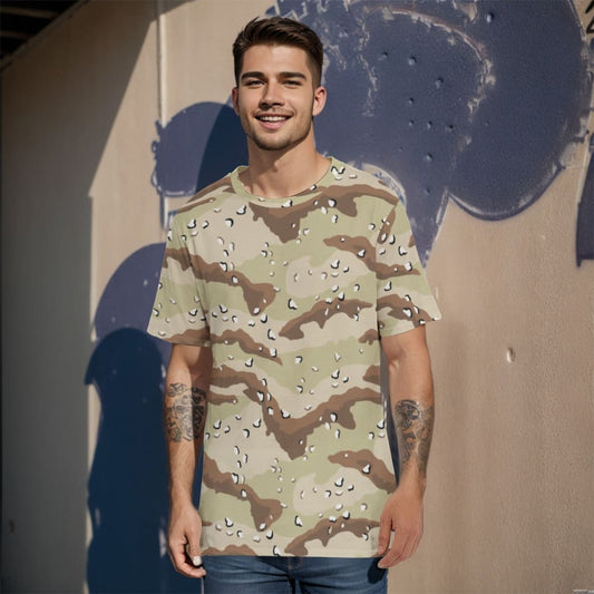 American Desert Battle Dress Uniform (DBDU) CAMO Men’s 100% Cotton T-Shirt - XS / White - Mens