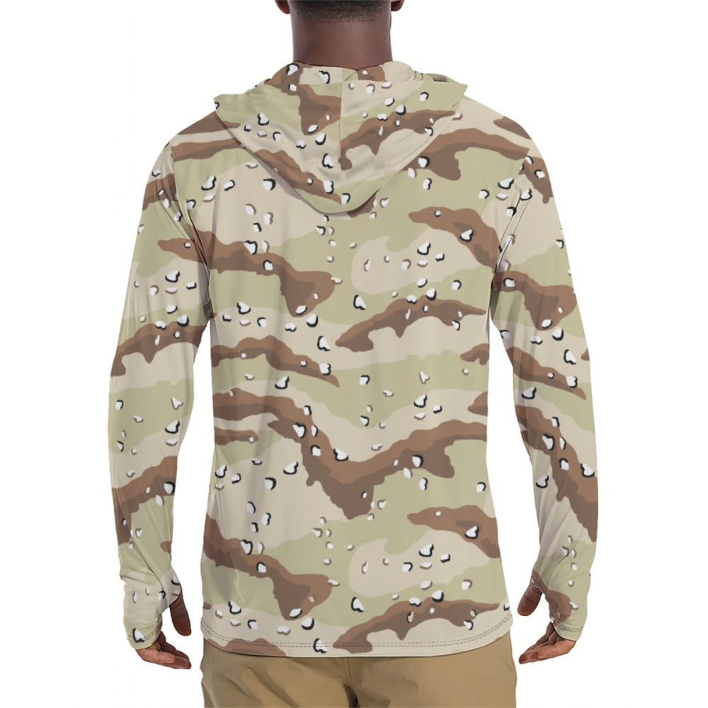 American Desert Battle Dress Uniform (DBDU) CAMO Men’s Sunscreen Sports Hoodie With Thumb Holes - Mens