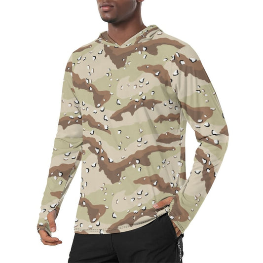 American Desert Battle Dress Uniform (DBDU) CAMO Men’s Sunscreen Sports Hoodie With Thumb Holes - Mens