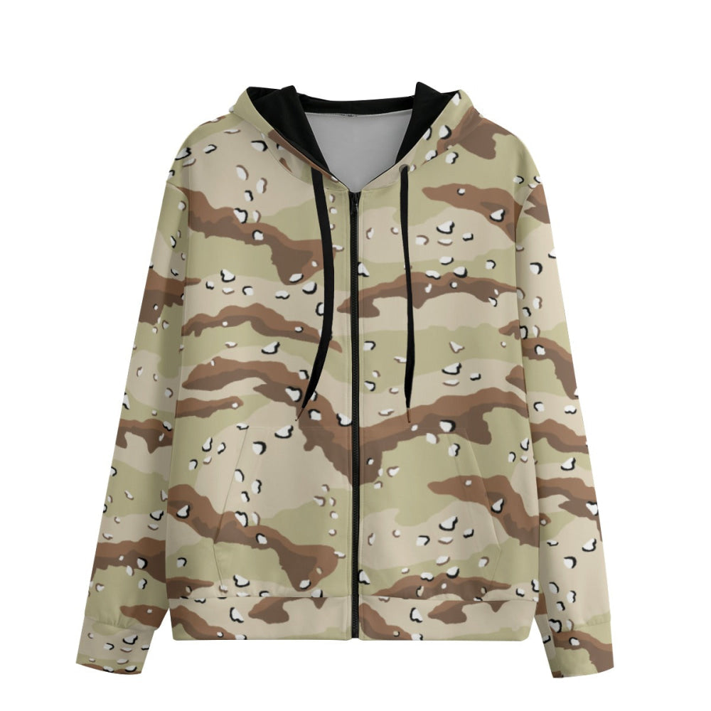 American Desert Battle Dress Uniform (DBDU) CAMO Unisex 100% Cotton Zip Hoodie - XS / White