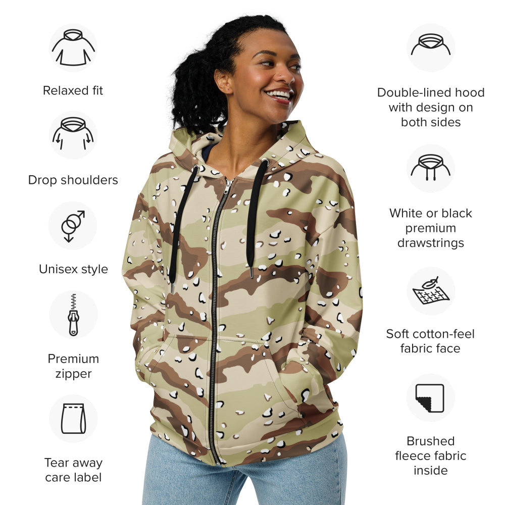 American Desert Battle Dress Uniform (DBDU) CAMO Unisex zip hoodie - Zip Hoodie