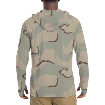 American Desert Combat Uniform (DCU) CAMO Men’s Sunscreen Sports Hoodie With Thumb Holes - Mens