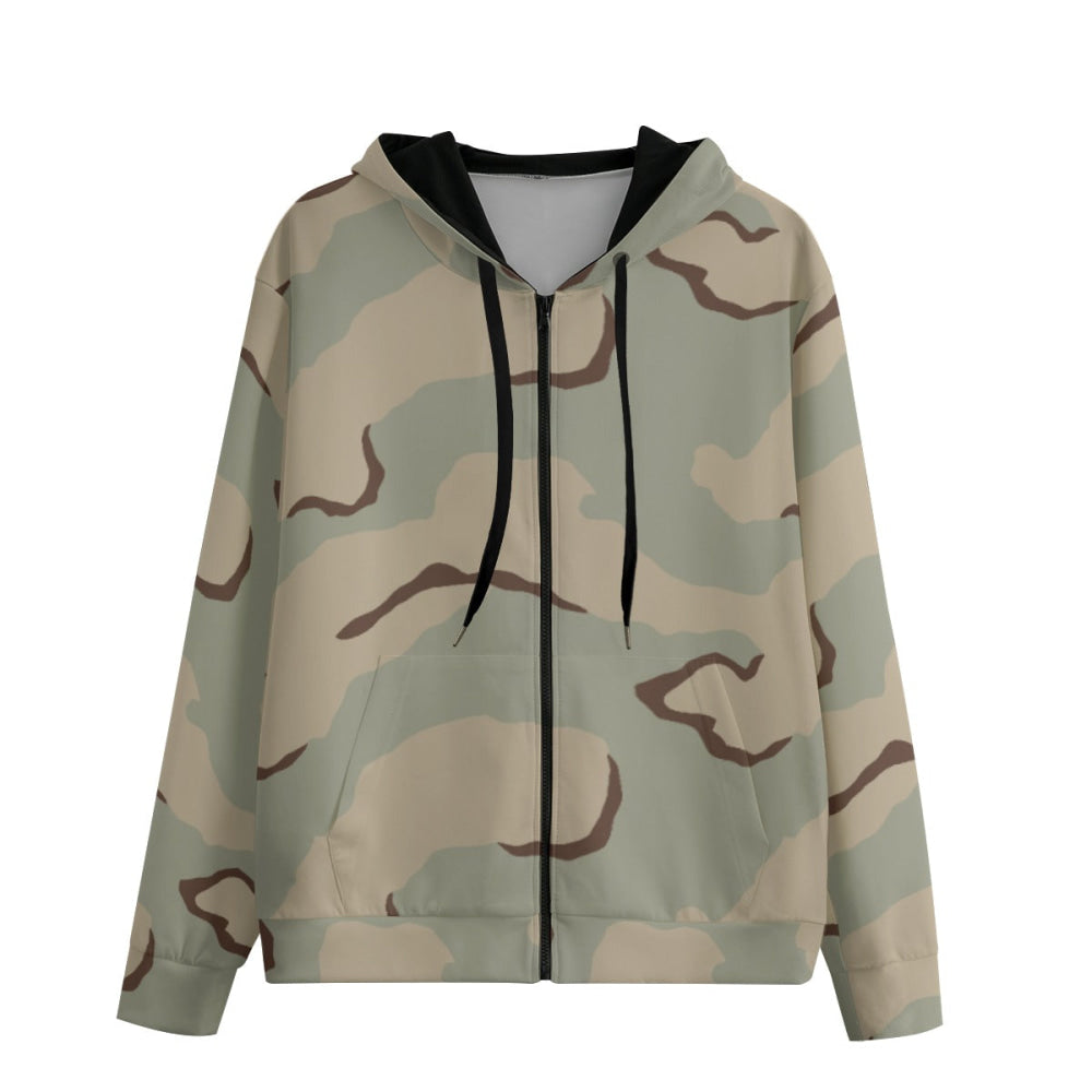 American Desert Combat Uniform (DCU) CAMO Unisex 100% Cotton Zip Hoodie - XS / White