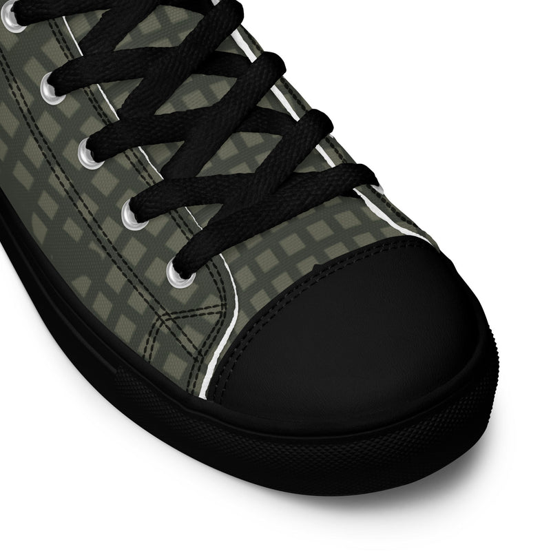 Desert Night Grid CAMO Mens High-Top Canvas Shoes