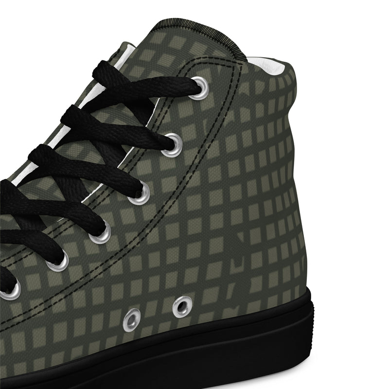 Desert Night Grid CAMO Mens High-Top Canvas Shoes