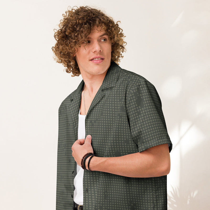 Desert Night Grid Camo Unisex Short-sleeve Button Shirt