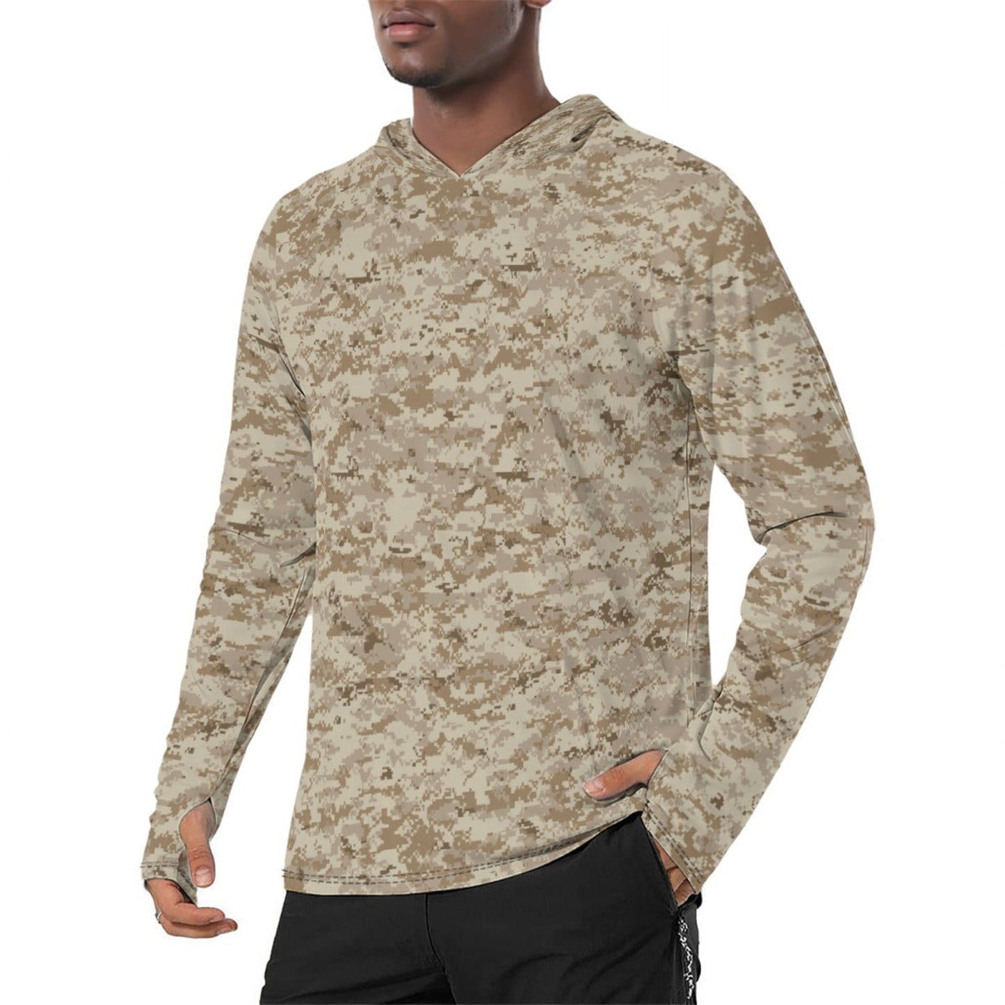 American Digital AOR-1 CAMO Mens Sunscreen Sports Hoodie With Thumb Holes