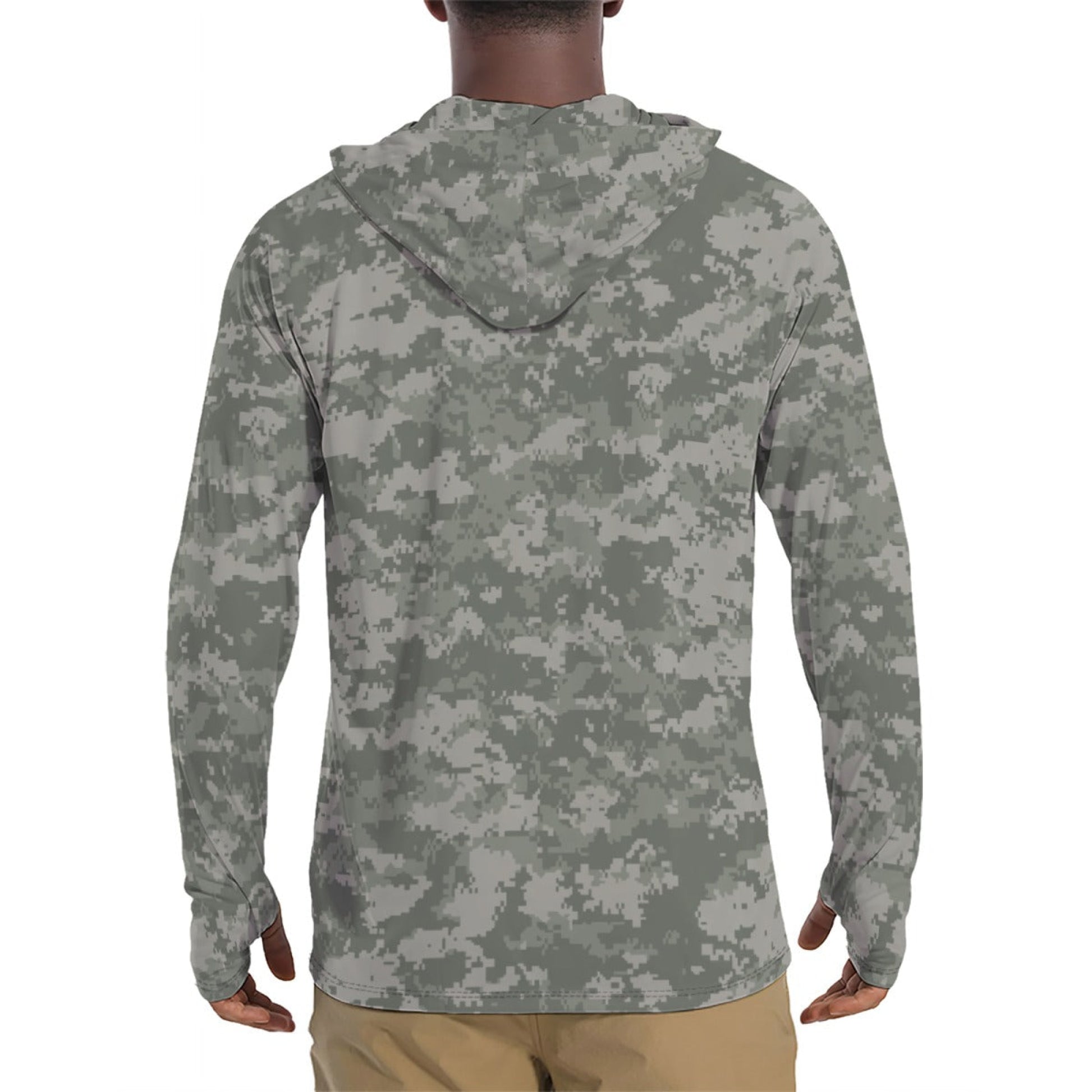 American Digital Army Combat Uniform (ACU) CAMO Mens Sunscreen Sports Hoodie With Thumb Holes Hoodies