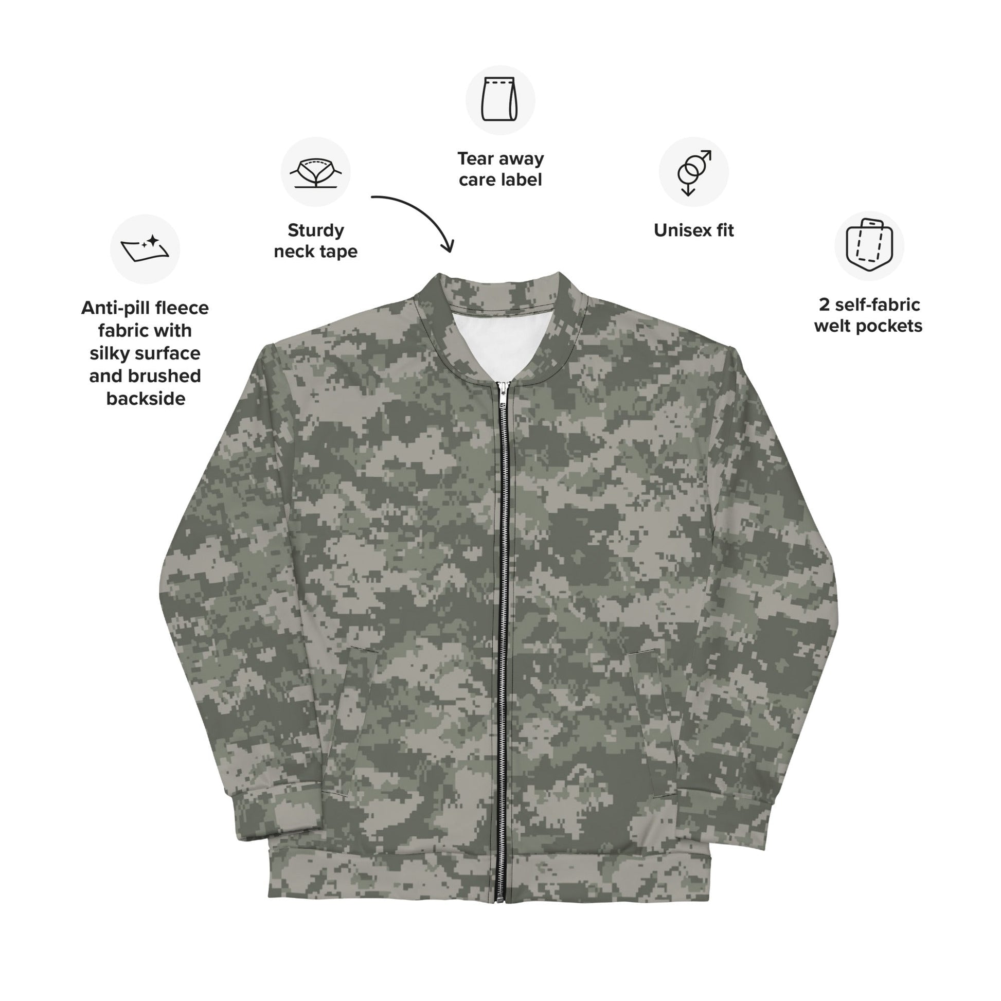 American Digital Army Combat Uniform (ACU) CAMO Unisex Bomber Jacket - Jackets