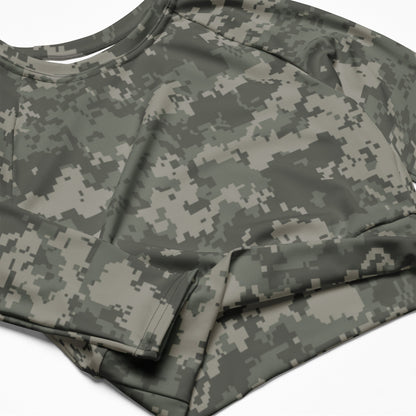 American Digital Army Combat Uniform (ACU) CAMO Womens Long-Sleeve Crop Top