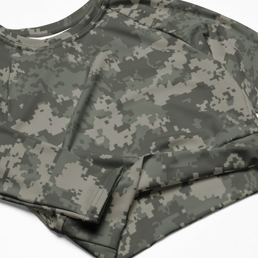 American Digital Army Combat Uniform (ACU) CAMO Womens Long-Sleeve Crop Top
