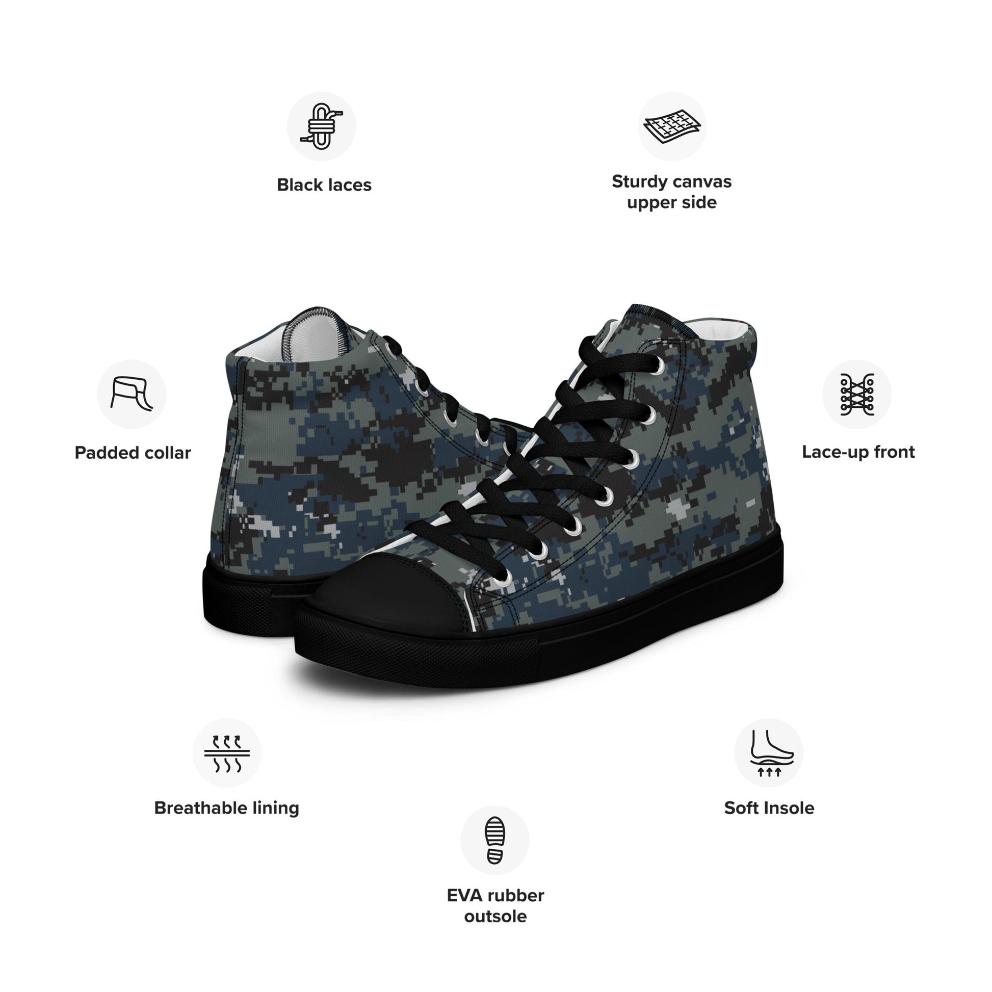 American Digital Blueberry CAMO Mens high top canvas shoes - High Top Canvas Shoes