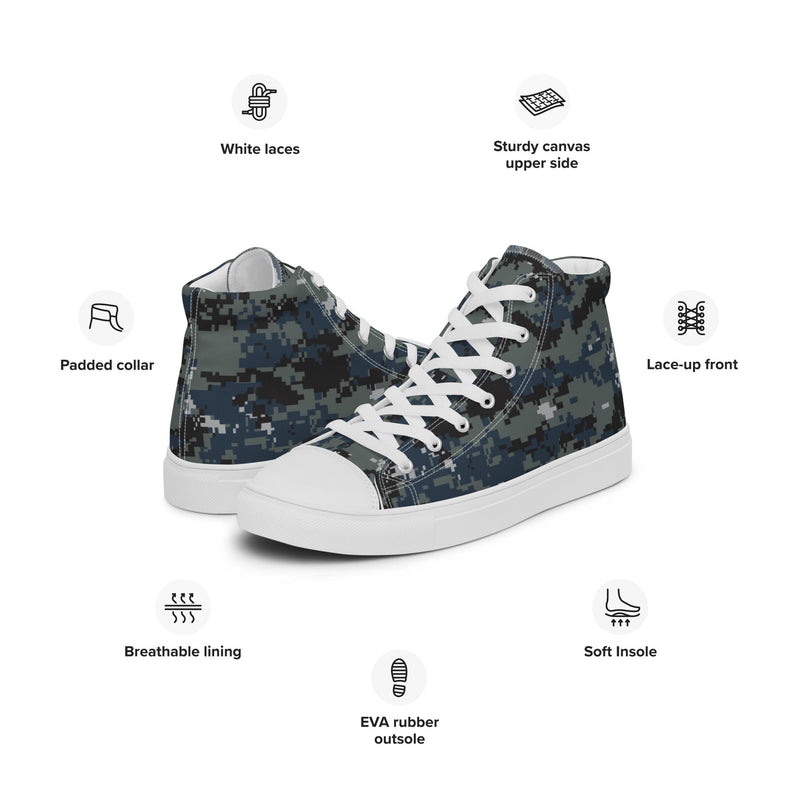 Digital Blueberry CAMO Mens High-Top Canvas Shoes