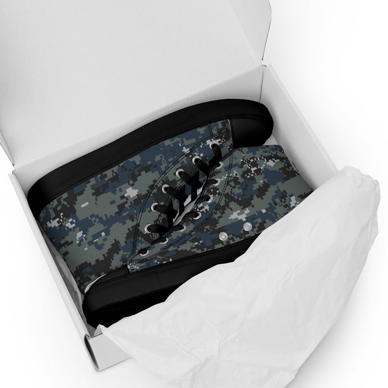 Digital Blueberry CAMO Mens High-Top Canvas Shoes