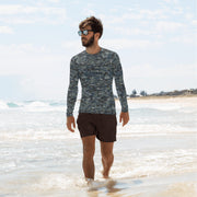 Digital Blueberry CAMO Mens Long-Sleeve Rash Guard - XS - LS