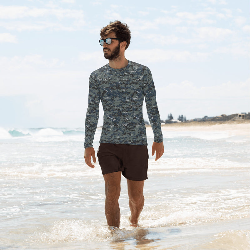 Digital Blueberry CAMO Mens Long-Sleeve Rash Guard - XS - LS
