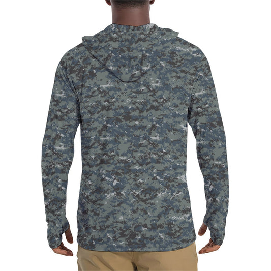 American Digital Blueberry CAMO Mens Sunscreen Sports Hoodie With Thumb Holes