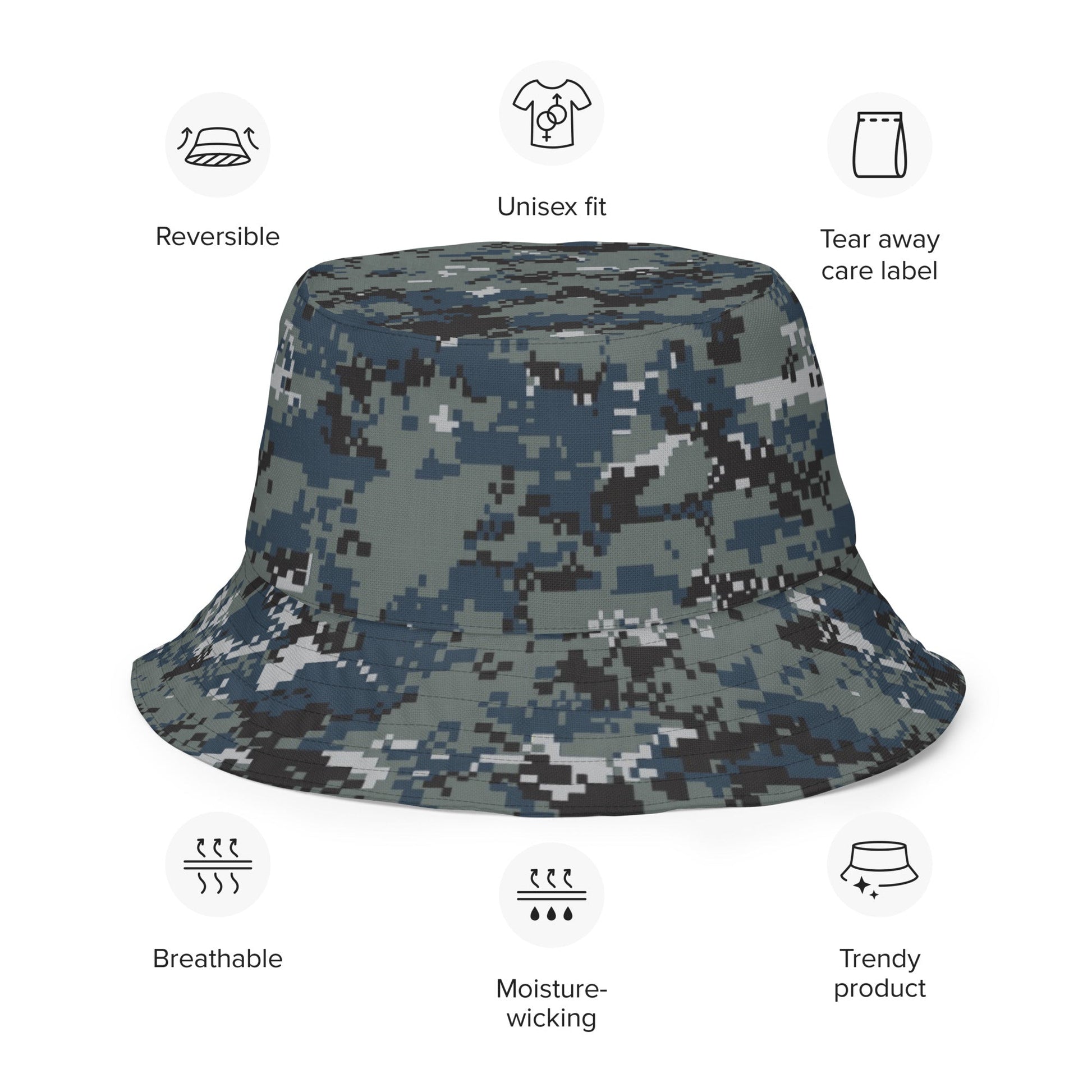 American Digital Blueberry CAMO Reversible bucket hat - Bucket Hats