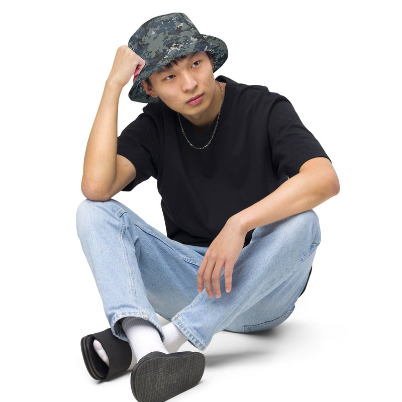 Digital Blueberry CAMO Reversible Bucket Hat - Head
