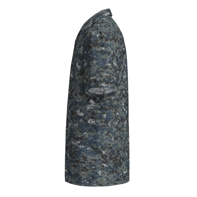 Digital Blueberry CAMO Unisex Short-Sleeve Button Shirt - Button-Up