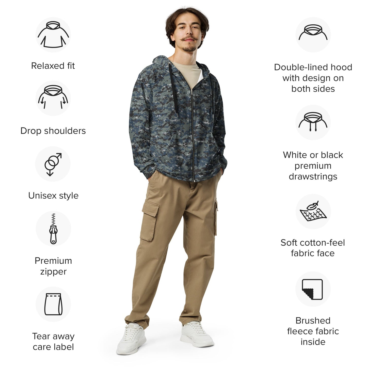 American Digital Blueberry CAMO Unisex zip hoodie - Zip Hoodies