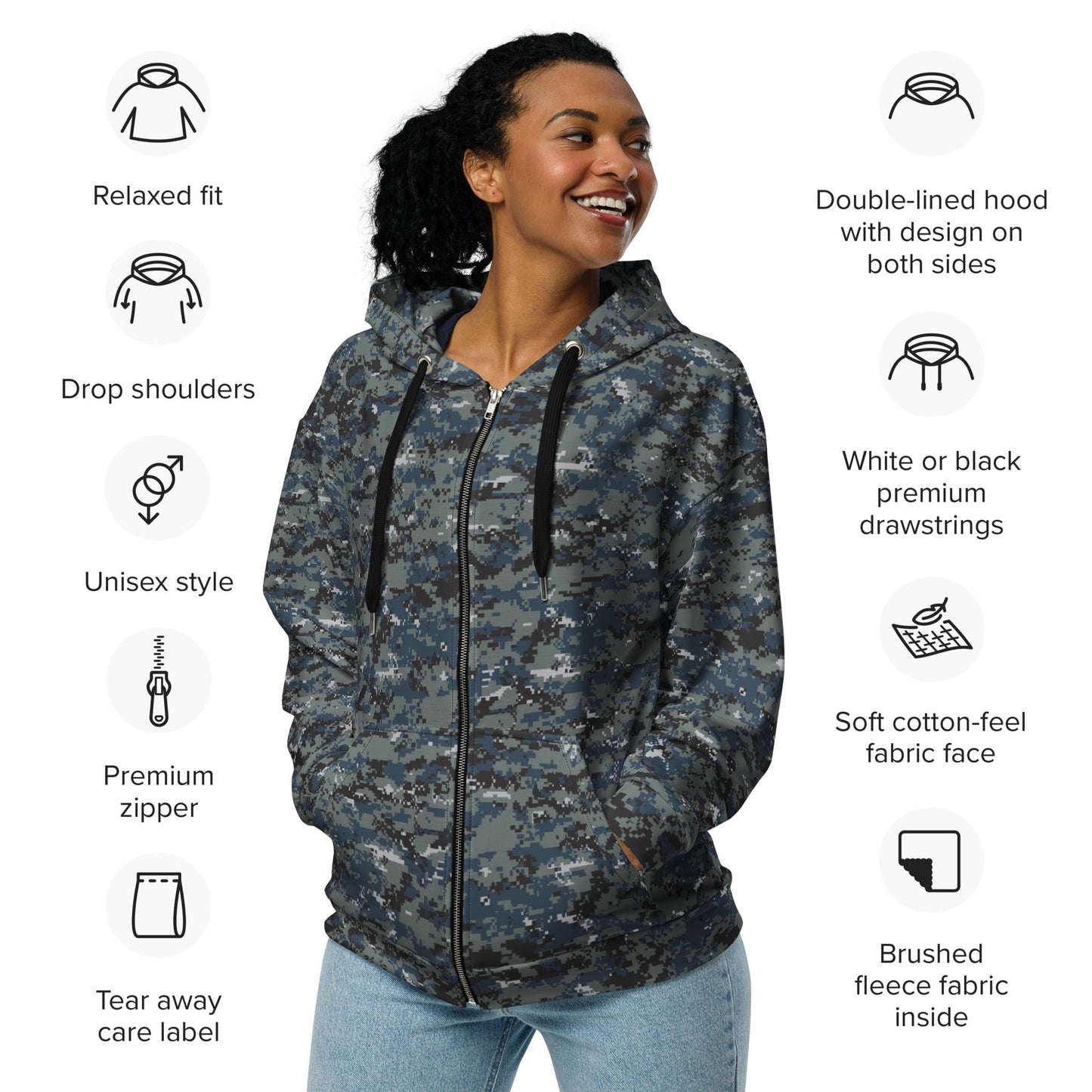 American Digital Blueberry CAMO Unisex zip hoodie - Zip Hoodies