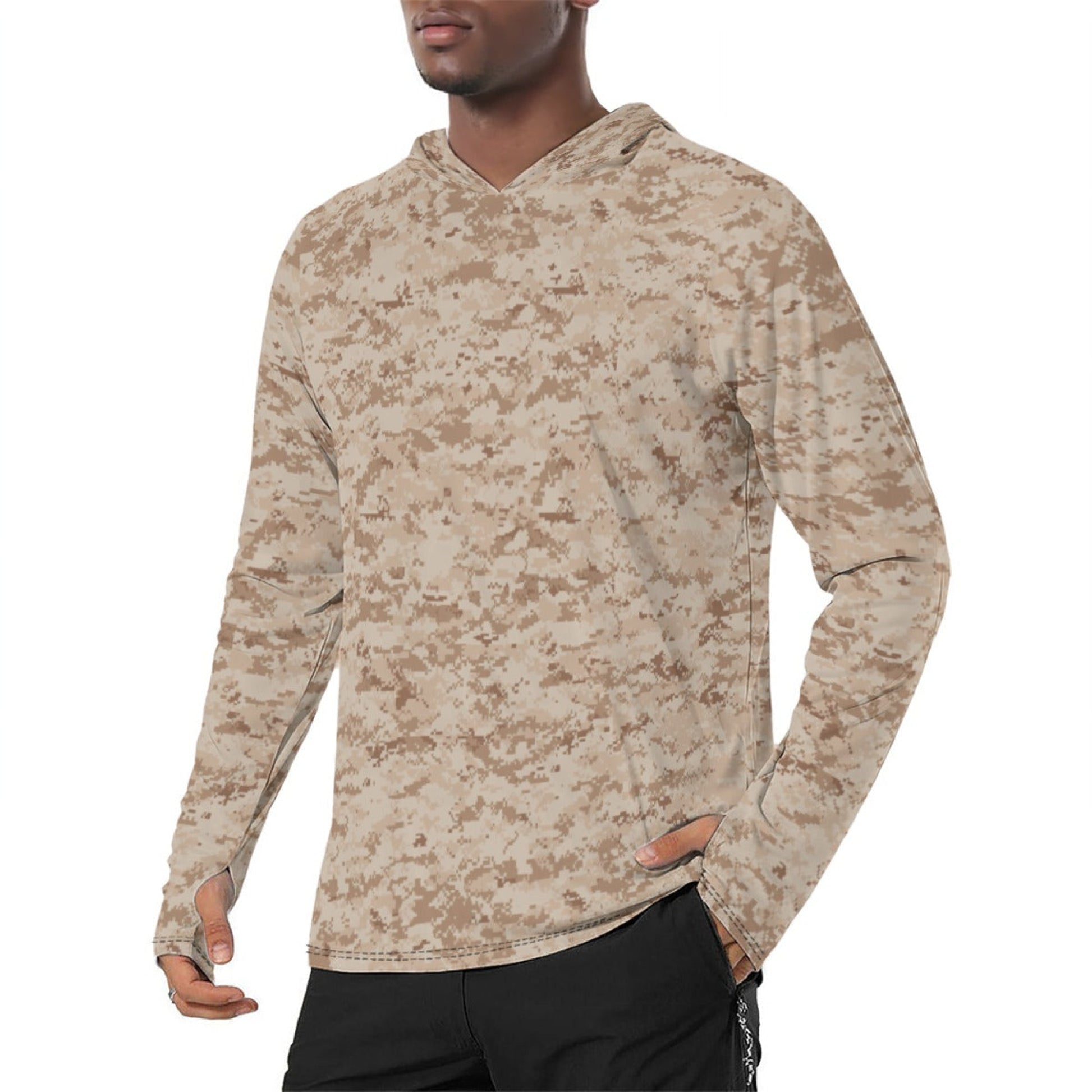 American Digital Desert CAMO Mens Sunscreen Sports Hoodie With Thumb Holes