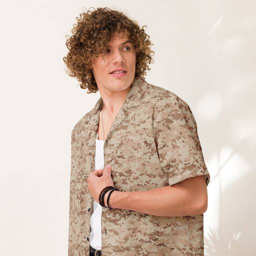 Digital Desert CAMO Unisex Short-Sleeve Button Shirt - Button-Up