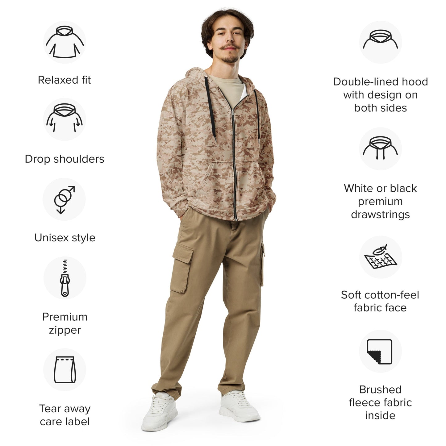 American Digital Desert CAMO Unisex zip hoodie Zip Hoodies