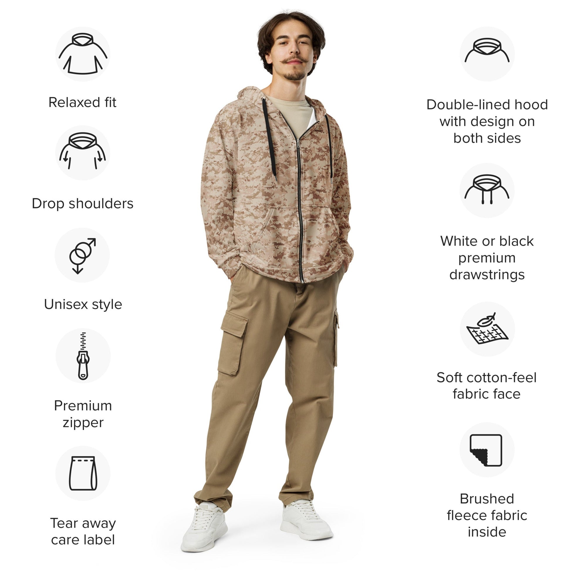 American Digital Desert CAMO Unisex zip hoodie Zip Hoodies