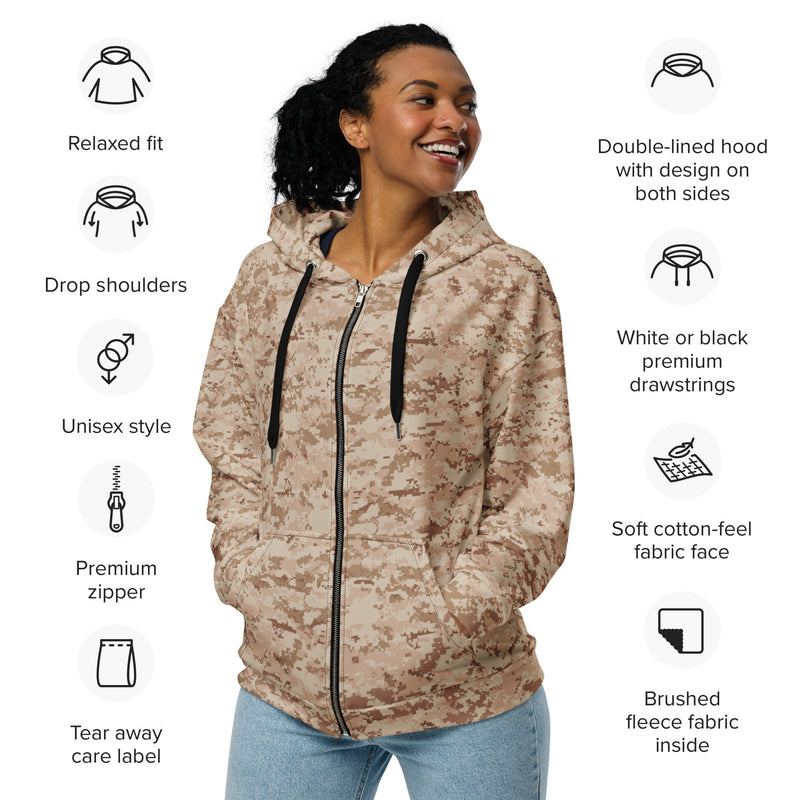 Digital Desert CAMO Unisex Zip Hoodie