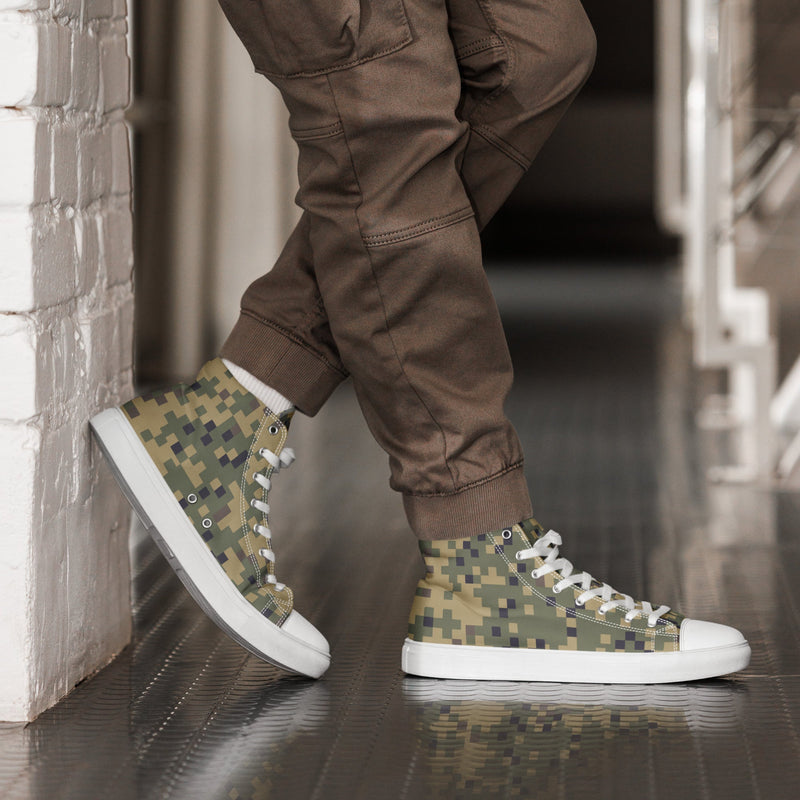 Digital Dual-Tex CAMO Mens High-Top Canvas Shoes - White / 5