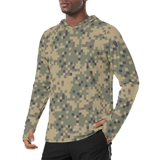 American Digital Dual-Tex CAMO Mens Sunscreen Sports Hoodie With Thumb Holes - S / White - Hoodies