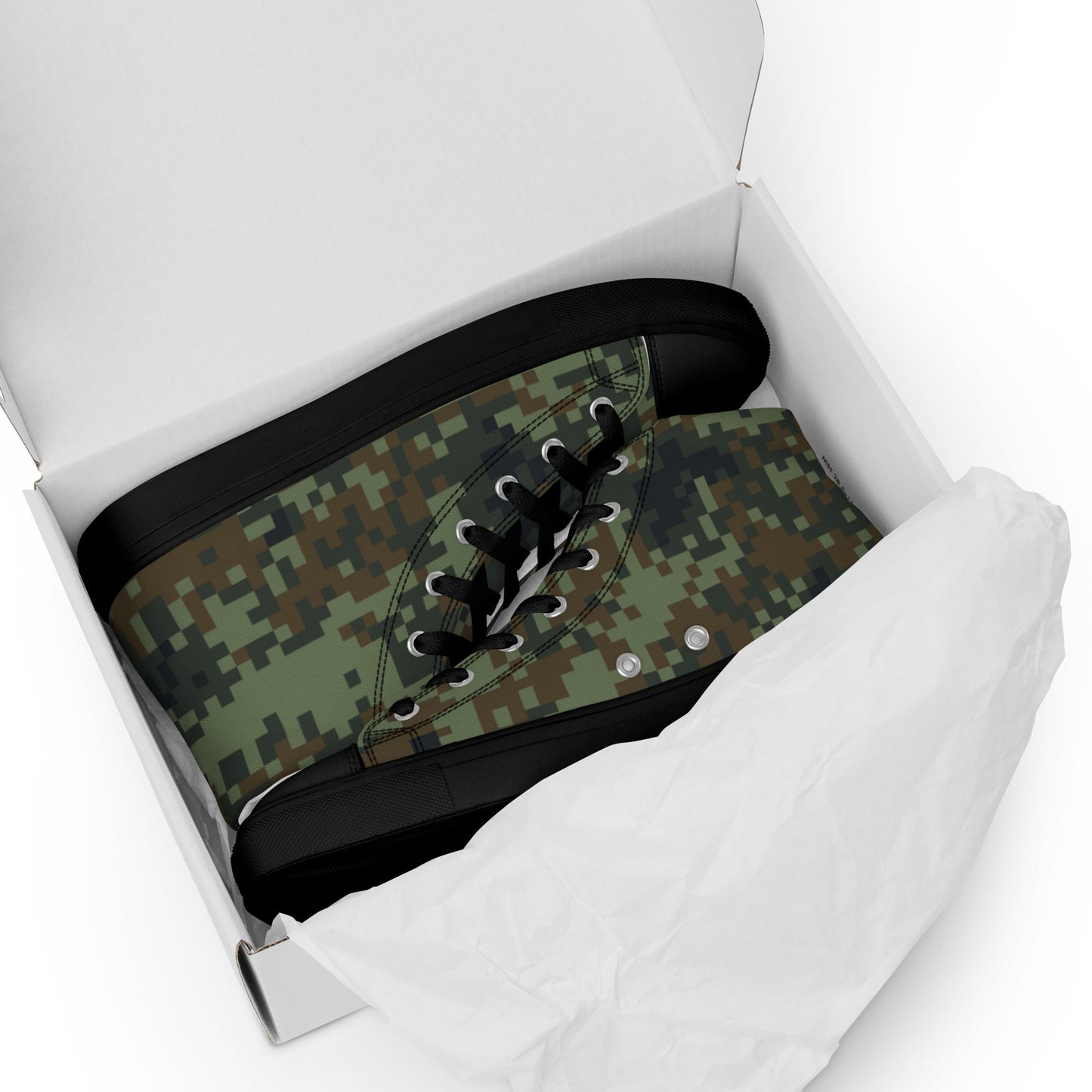 American Digital Dual-Tex Woodland CAMO Mens high top canvas shoes - High Top Canvas Shoes
