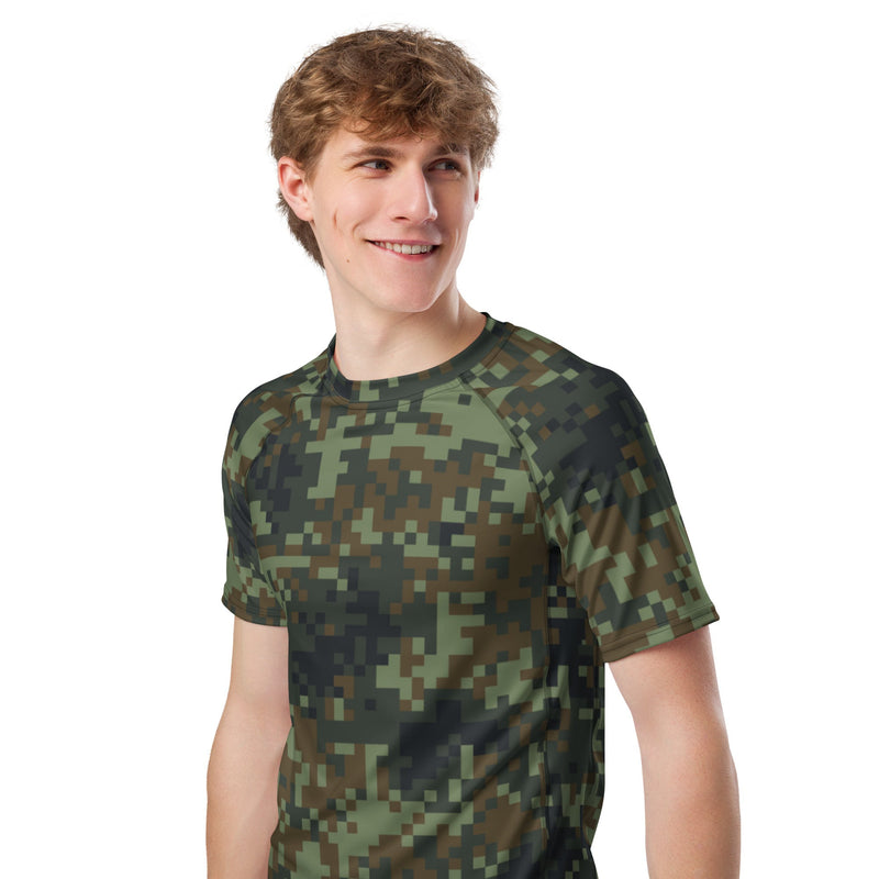 Digital Dual-Tex Woodland CAMO Mens Short-Sleeve Rash Guard