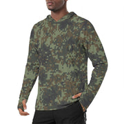 Digital Dual-Tex Woodland CAMO Mens Sunscreen Sports Hoodie With Thumb Holes