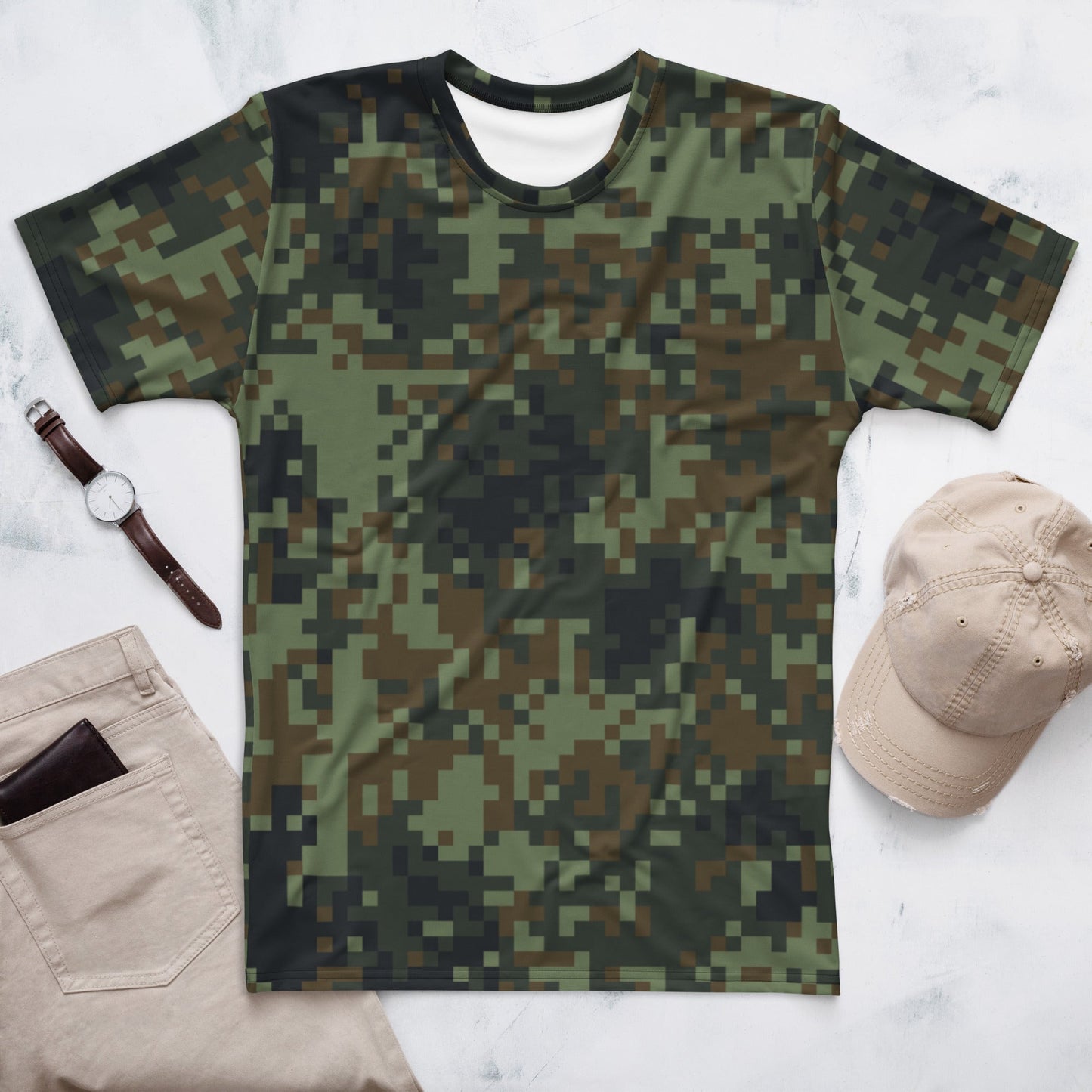American Digital Dual-Tex Woodland CAMO Mens t-shirt - XS - T-Shirts